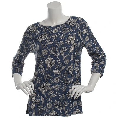 Womens Emily Daniels 3/4 Sleeve Paisley Scoop Neck Blouse