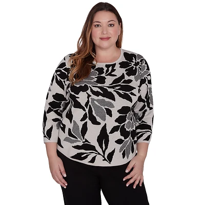 Plus Size Alfred Dunner Romancing The Stone Jacquard Sweater