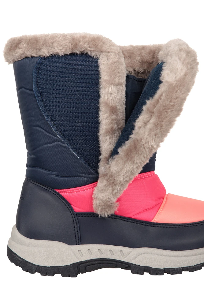 Caribou Kids Faux Fur Trim Adaptive Snow Boots
