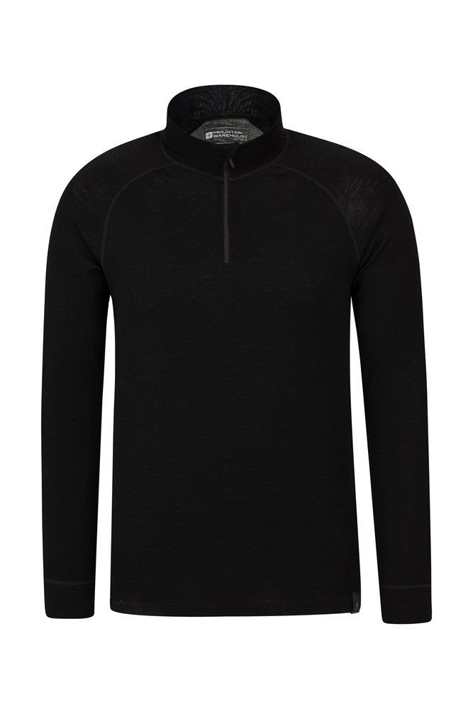 Merino Mens Long Sleeved Zip Neck Top