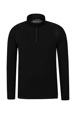 Merino Mens Long Sleeved Zip Neck Top