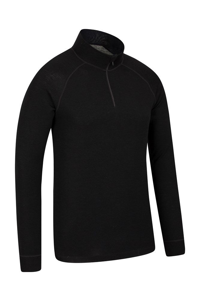 Merino Mens Long Sleeved Zip Neck Top