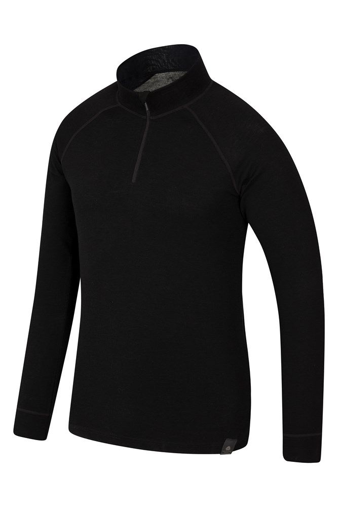 Merino Mens Long Sleeved Zip Neck Top
