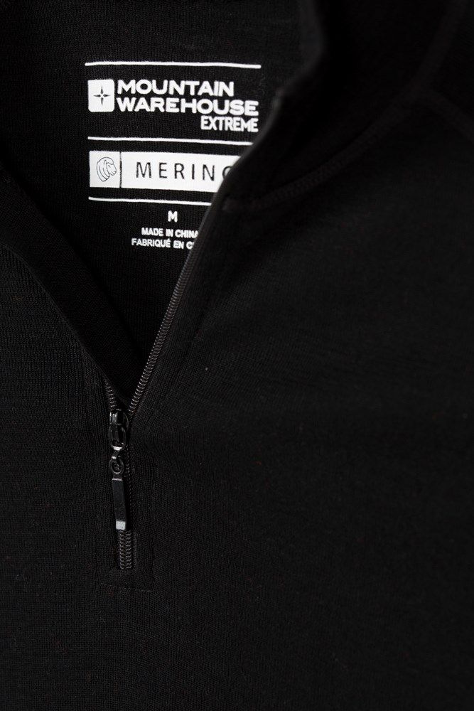 Merino Mens Long Sleeved Zip Neck Top