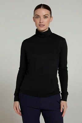 Meribel Womens Cotton Roll Neck Top
