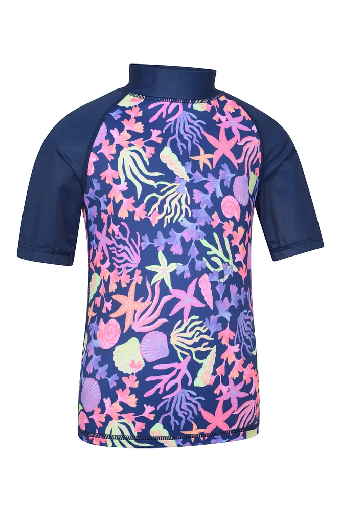 Short Sleeve Kids Printed Rash Guard