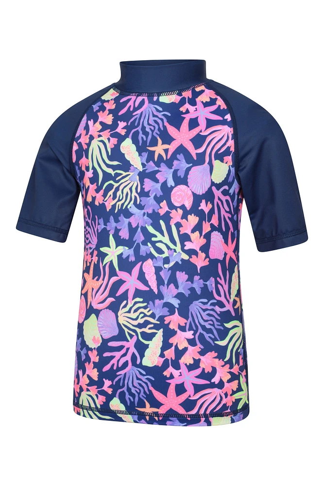 Short Sleeve Kids Printed Rash Guard