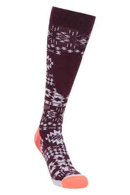 Polar Womens Patterned Merino Technical Knee Length Ski Socks