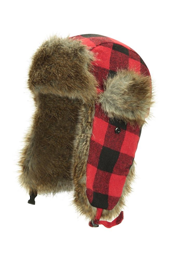 Gingham Check Mens Trapper Hat