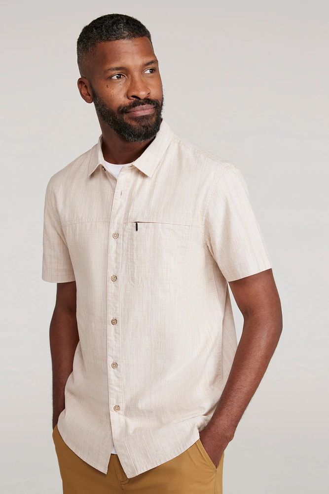 Coconut Slub Texture Mens Short-Sleeved Shirt