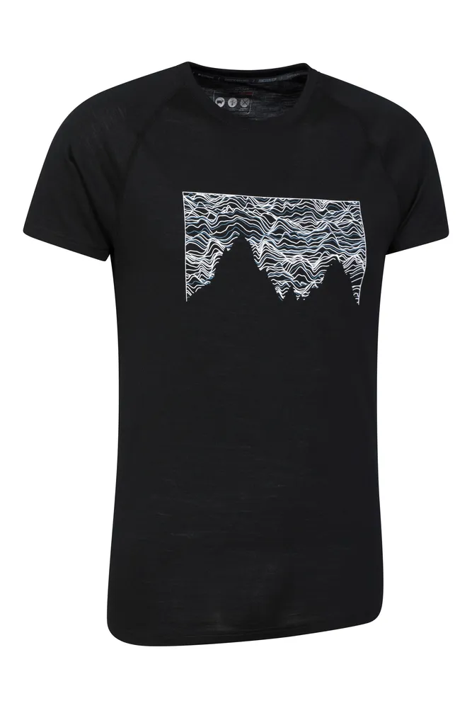 Quest Mens Printed Merino Thermal T-Shirt