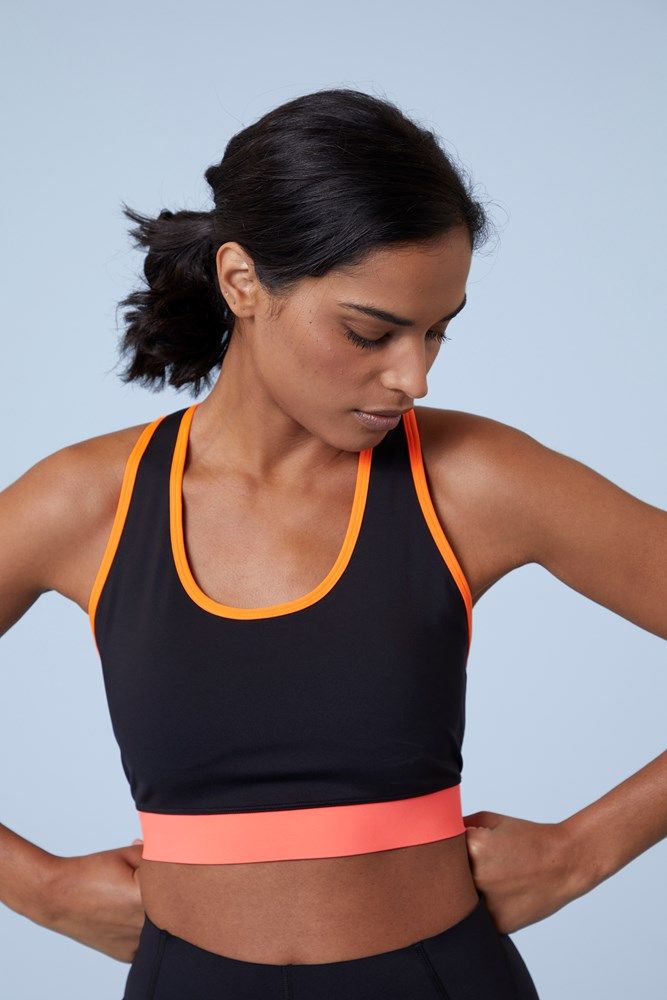 Colour Block Womens Mid Support Sports Bra
