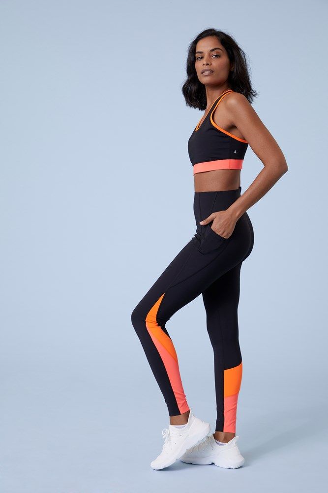 Colour Block Womens Bonded Leggings