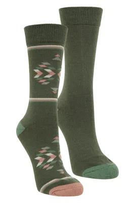 Bold Pattern Womens Merino Mid-Calf Hiking Socks 2-Pack