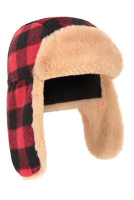 Kids Gingham Thermal Trapper Hat