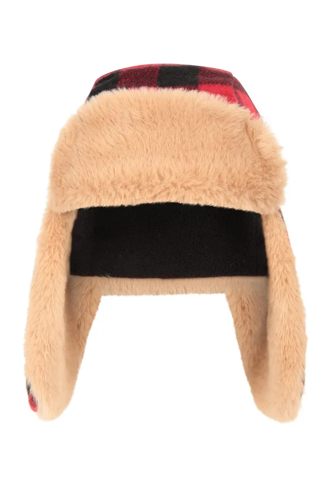 Kids Gingham Thermal Trapper Hat