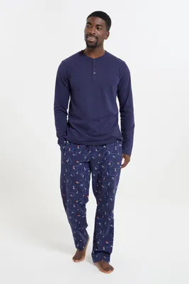 Mens Printed Woven Pajama Set
