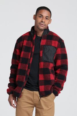 Whitby Mens Sherpa Printed Fleece Jacket