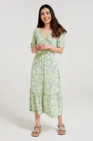 Oasis Womens Midi Tiered Dress