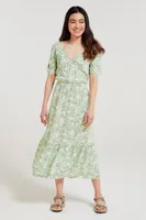 Oasis Womens Midi Tiered Dress