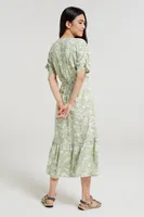 Oasis Womens Midi Tiered Dress