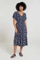 Oasis Womens Midi Tiered Dress