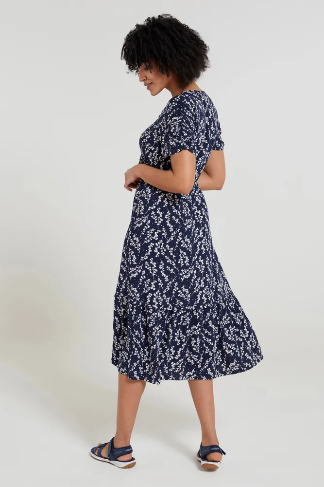 Oasis Womens Midi Tiered Dress