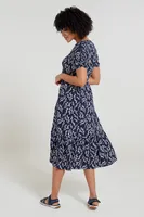 Oasis Womens Midi Tiered Dress