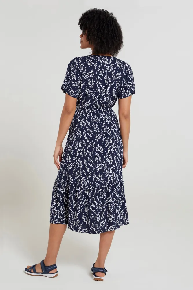 Oasis Womens Midi Tiered Dress