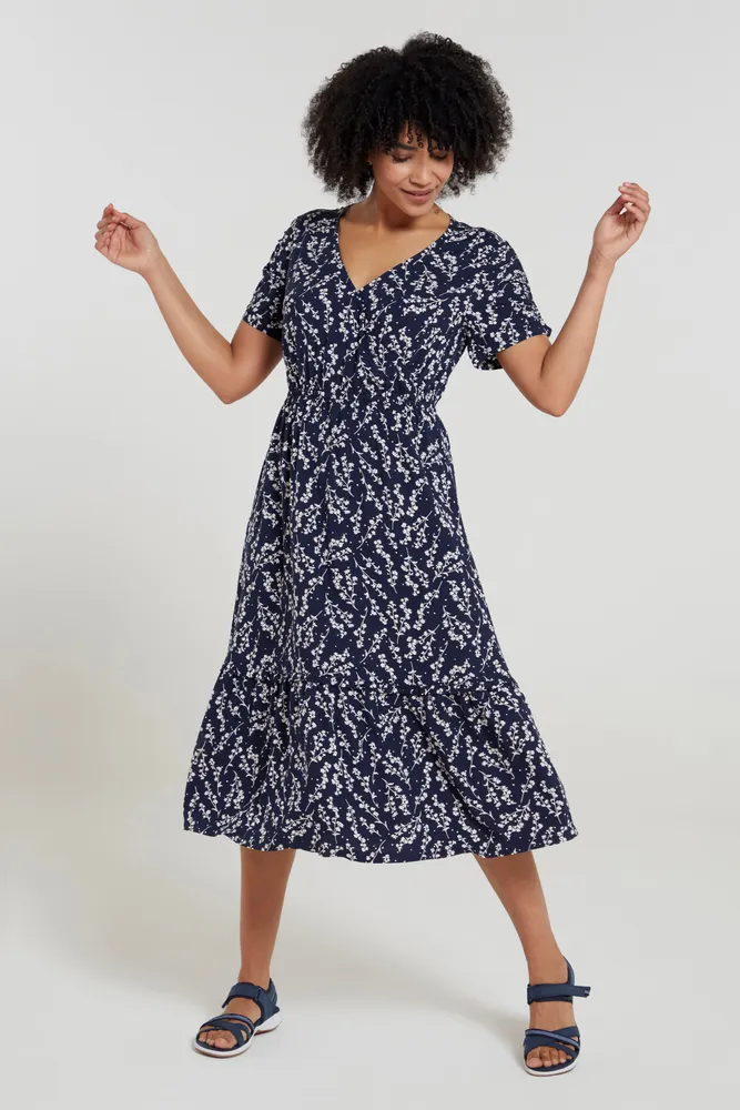 Oasis Womens Midi Tiered Dress