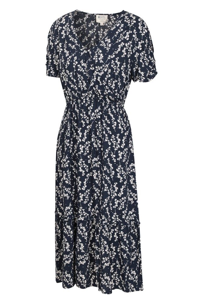 Oasis Womens Midi Tiered Dress
