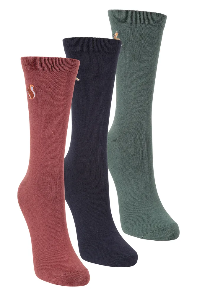 Bamboo Womens Embroidered Socks 3-Pack