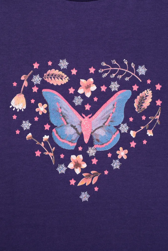 Glitter Midnight Moth Kids Long Sleeve Top