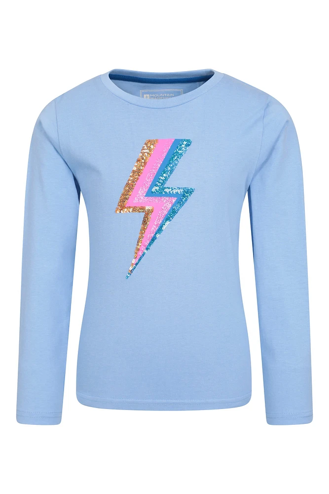 Sequin Lightning Bolt Kids Long Sleeve Tee