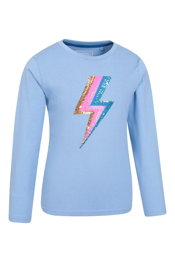 Sequin Lightning Bolt Kids Long Sleeve Tee