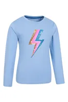 Sequin Lightning Bolt Kids Organic Long Sleeve Tee