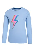 Sequin Lightning Bolt Kids Organic Long Sleeve Tee