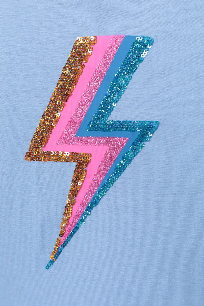 Sequin Lightning Bolt Kids Long Sleeve Tee