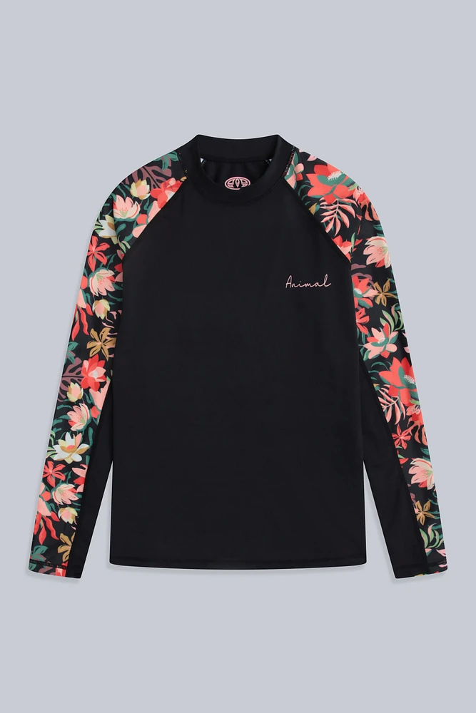 Lillie Womens Printed Panel Rash Guard