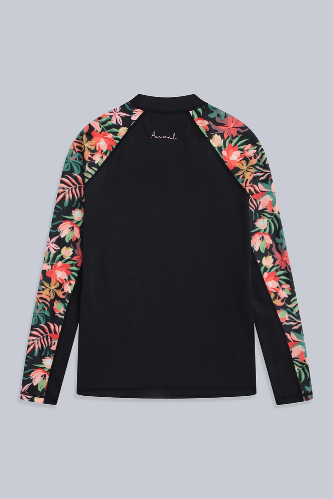 Lillie Womens Printed Panel Rash Guard