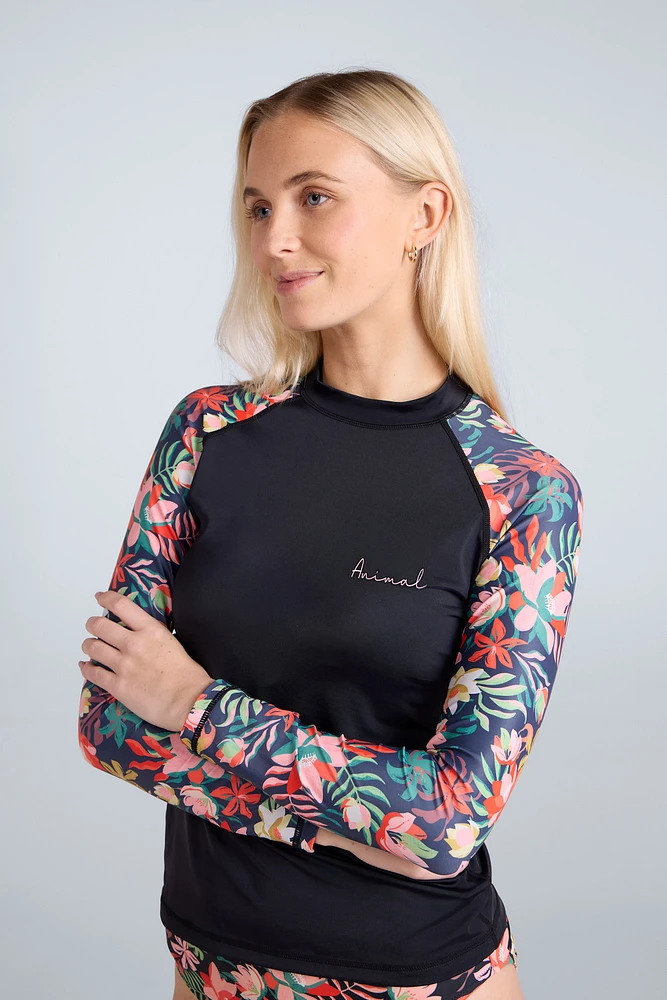 Lillie Womens Printed Panel Rash Guard