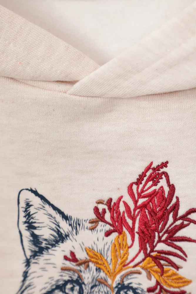 Embroided Fox Kids Hoodie