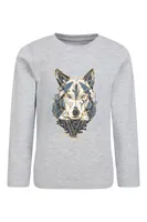 Kids Organic Wolf Printed Long Sleeve Top