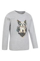 Kids Organic Wolf Printed Long Sleeve Top