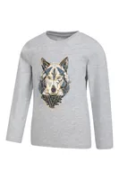 Kids Organic Wolf Printed Long Sleeve Top