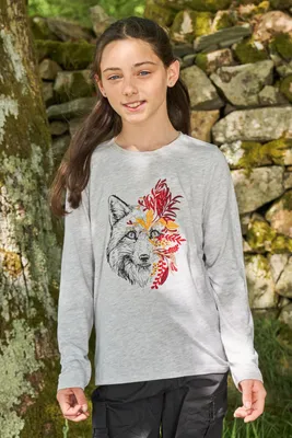 Kids Organic Fox Embroidered Long Sleeve Top