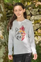 Kids Fox Embroidered Long Sleeve Top