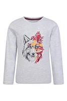 Kids Organic Fox Embroidered Long Sleeve Top