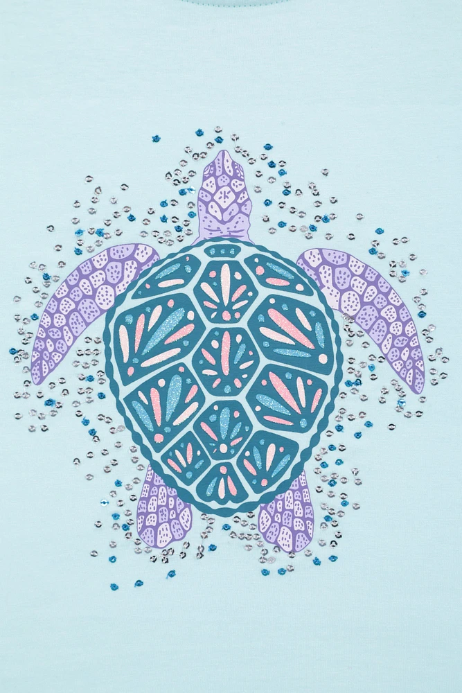 Glitter Turtle Kids Tee