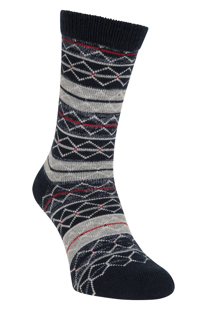 Fairisle Patterned Mens Mid-Calf Socks